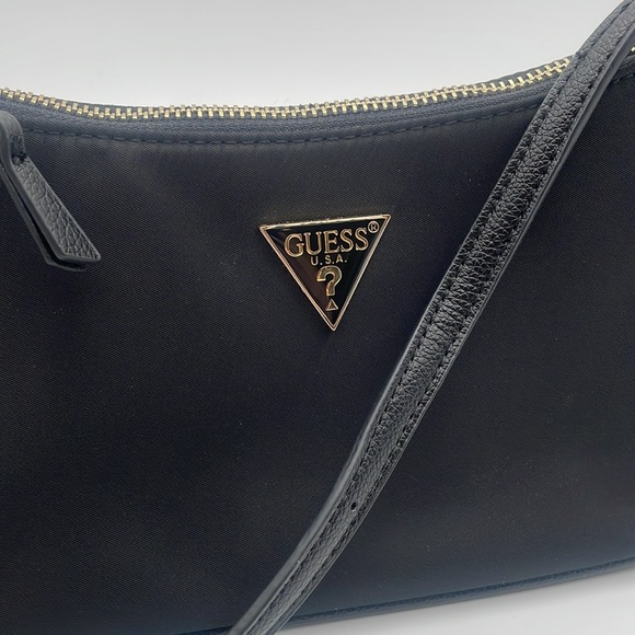 GUESS Black Hand Bag with Gold Accents - Picture 3 of 6